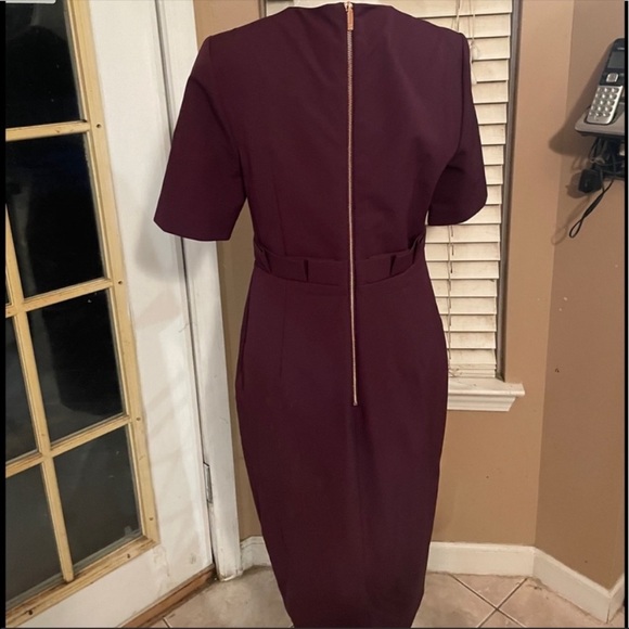 Ted Baker Burgundy Long Sleeve Dress - Picture 9 of 11